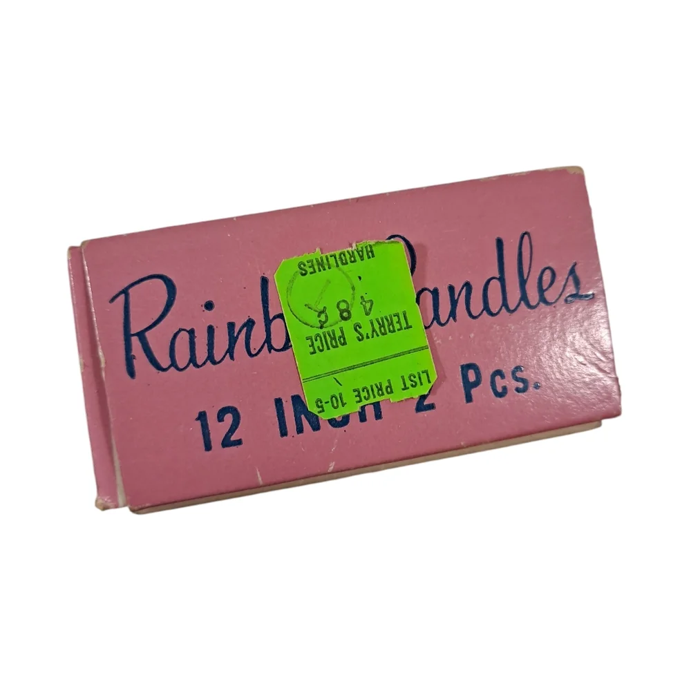 Vintage Yuletide Rainbow Candles Drip Multicolor Wax Taper Candles 12